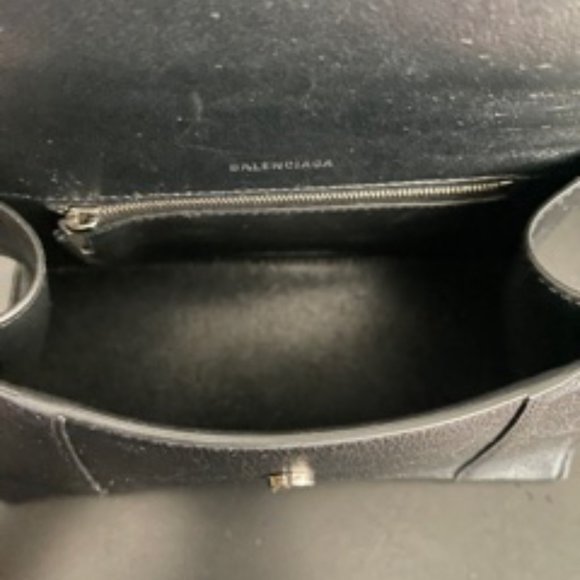 BALENCIAGA HOURGLASS SMALL BAG BLACK GRAIN LEATHER - Picture 8 of 9